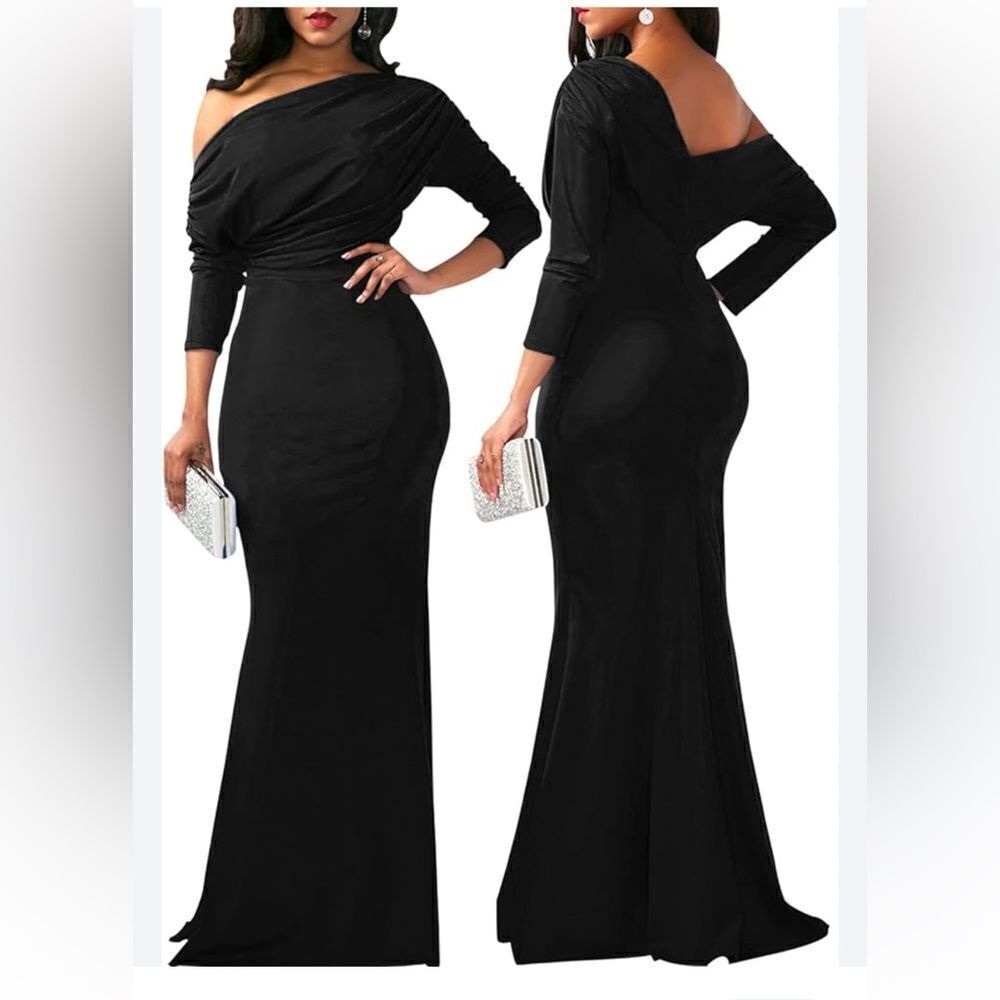 New Cocktail Party Dress Sexy Off Shoulder Ruffle Elegant Evening Prom D…
